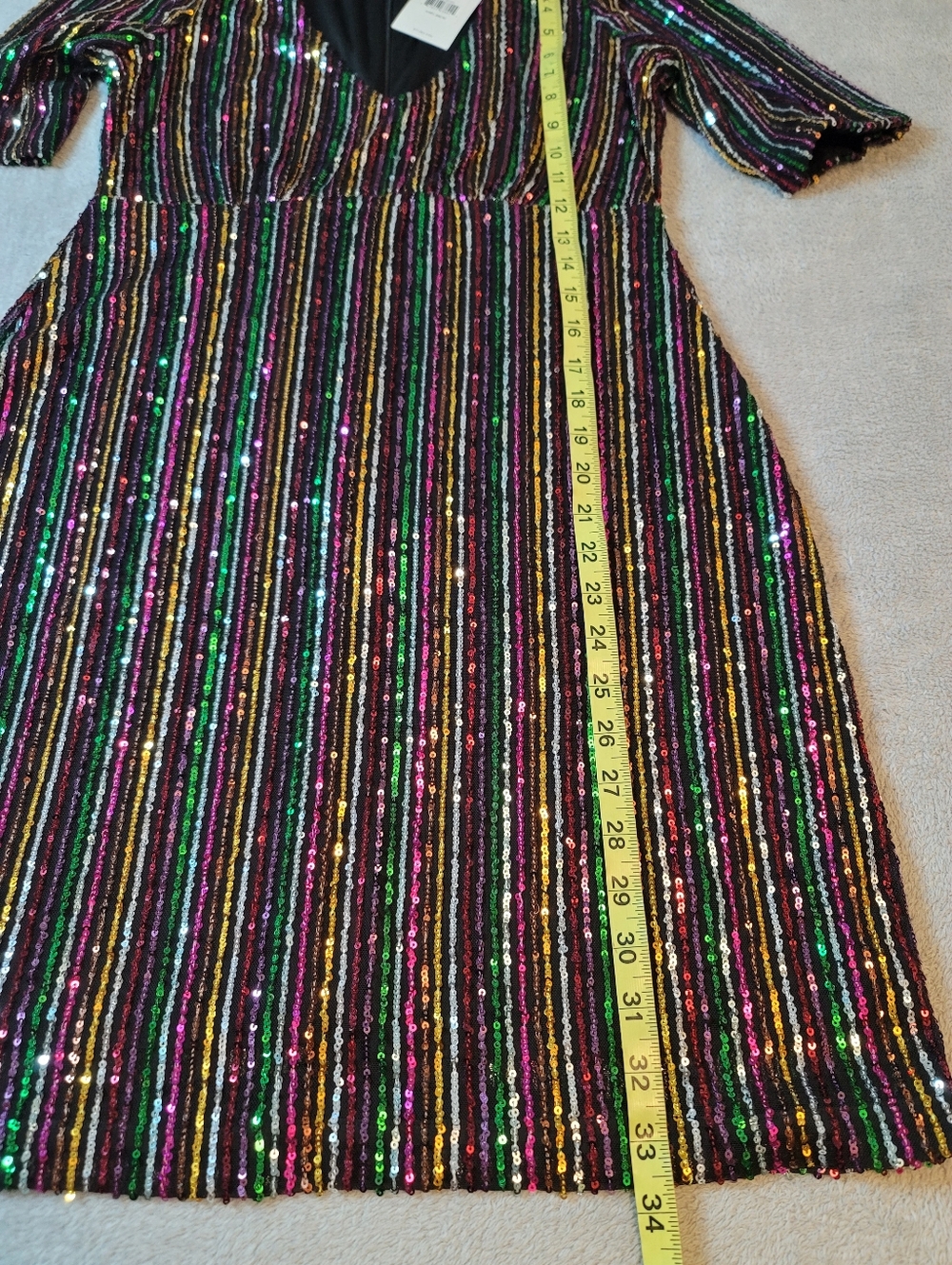 Ali & Jay Rainbow Sequin Stripe Mini Dress - NWT Size M - Picture 7 of 7